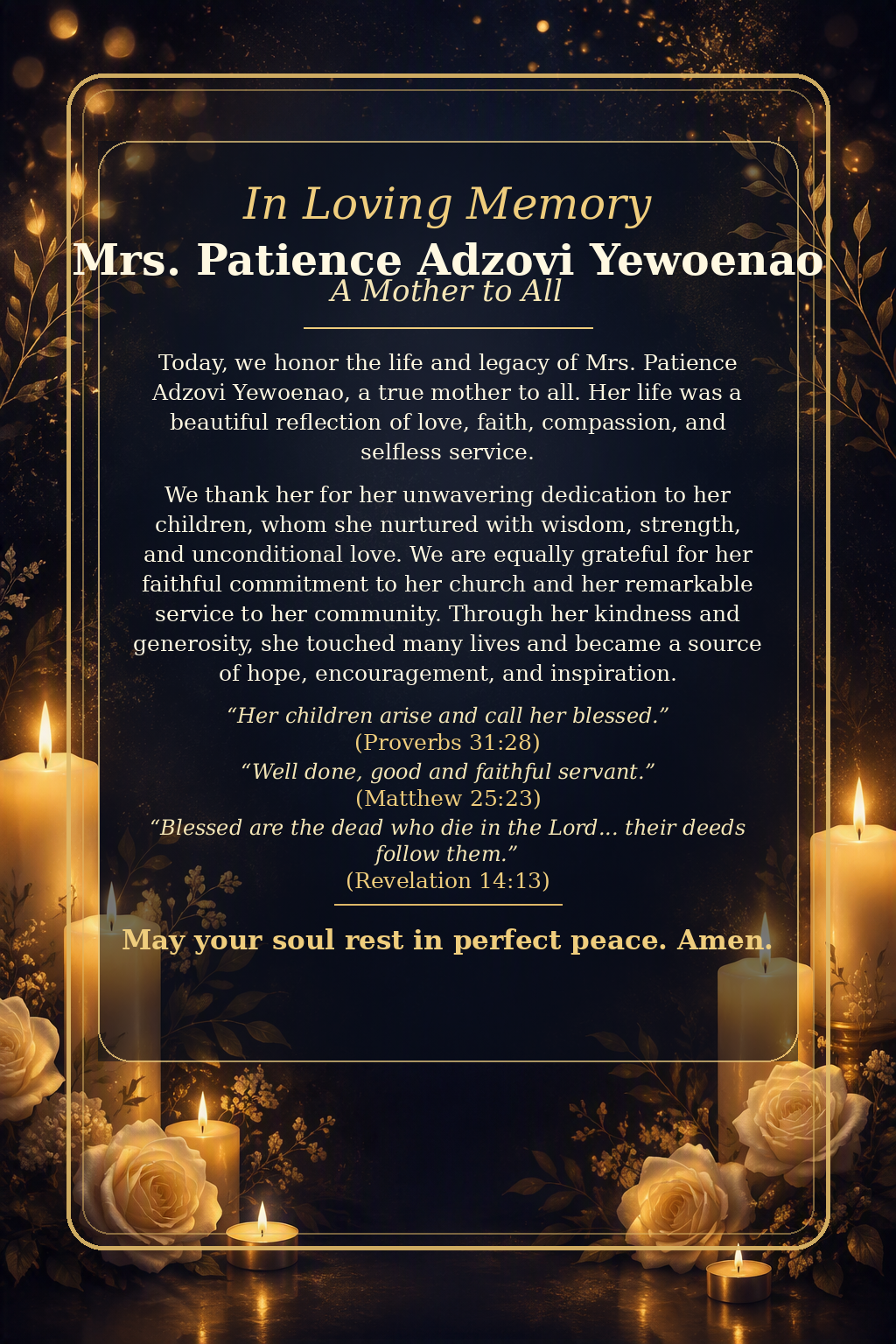 Condolence from Valentina Sepenu